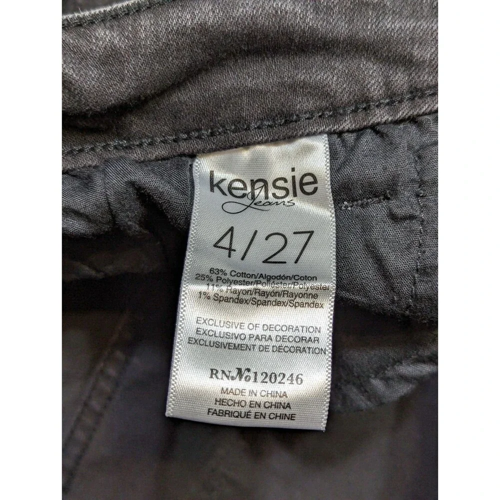 Kensie‎ Jeans Skinny Womens Size 4/27 4 Velvet Tie Off Cuffs Black 25 inseam